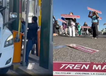 Vecinos de la colonia 4T toman caseta de Tepotzotlán en protesta al cambio de nombre