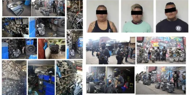 Detienen a tres personas y aseguran más de 85 toneladas de autopartes robadas en GAM